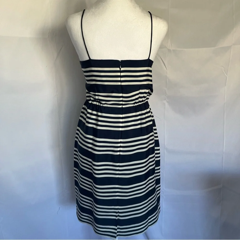 J. Crew Spaghetti Strap Striped Dress‎ Navy & White Size 8 - Picture 5 of 8